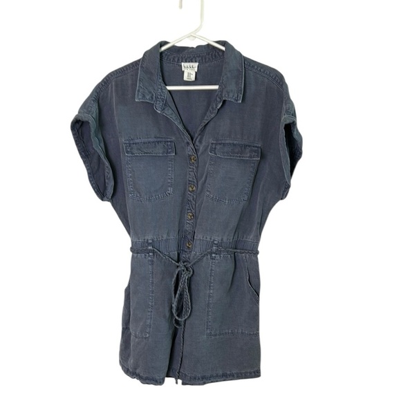 Nicole Miller linen lyocell romper ,XL, braided belt tie, button front,comfy - Picture 3 of 14